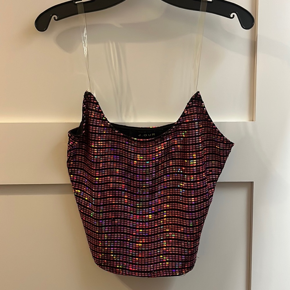 Pink Sparkly Cropped Tank-top